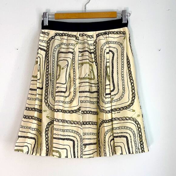 RHIE silk chain printed knee length career full skirt sz 4 - Picture 1 of 7